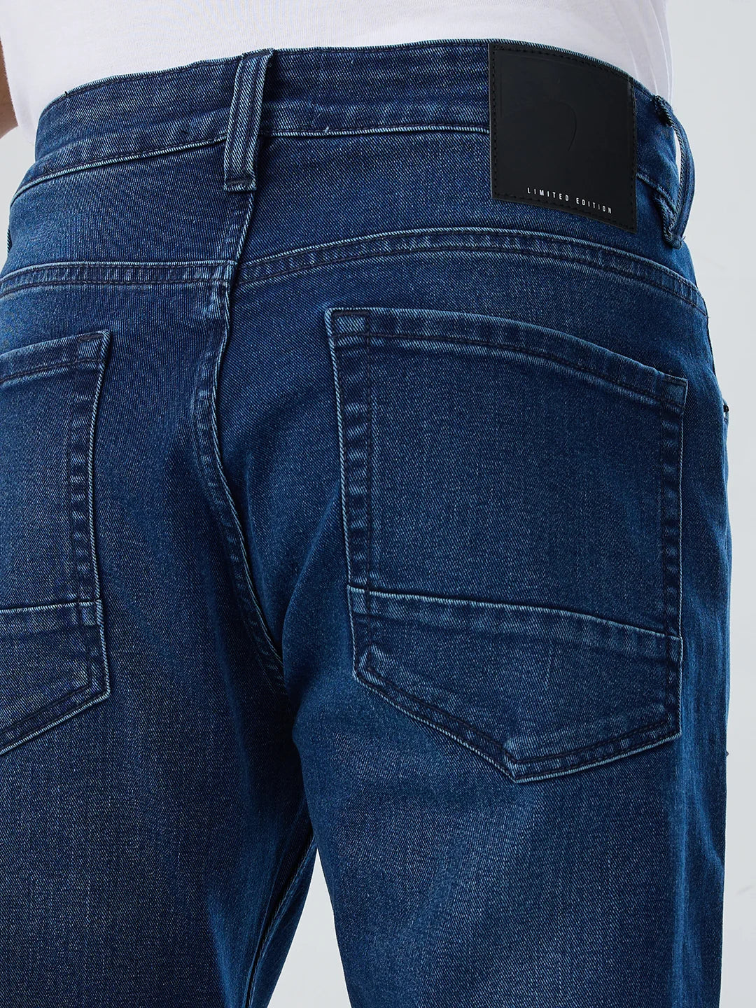 Men Jeans Comfort Fit Dark Blue Mid Rise