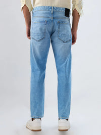 Men Jeans Slim Fit Light Blue Mid Rise