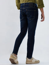 Men Jeans Slim Fit Dark Blue Mid Rise