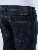 Men Jeans Slim Fit Dark Blue Mid Rise
