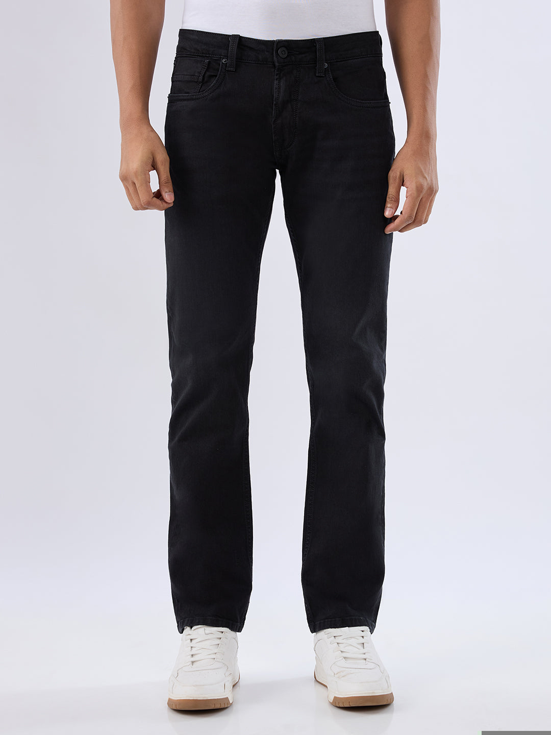 Spykar Black Regular Fit Mid Rise Jeans For Men
