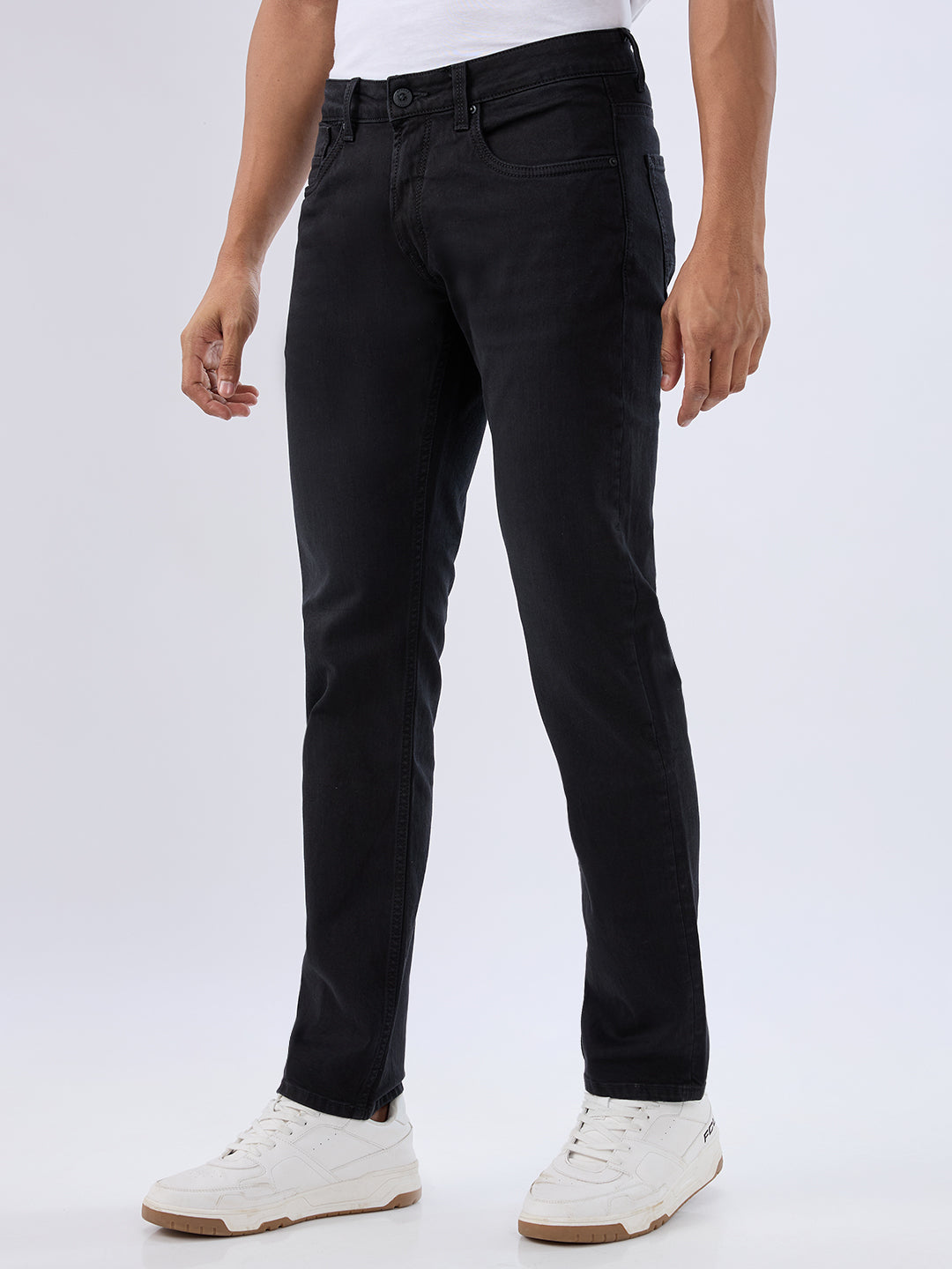 Spykar Black Regular Fit Mid Rise Jeans For Men