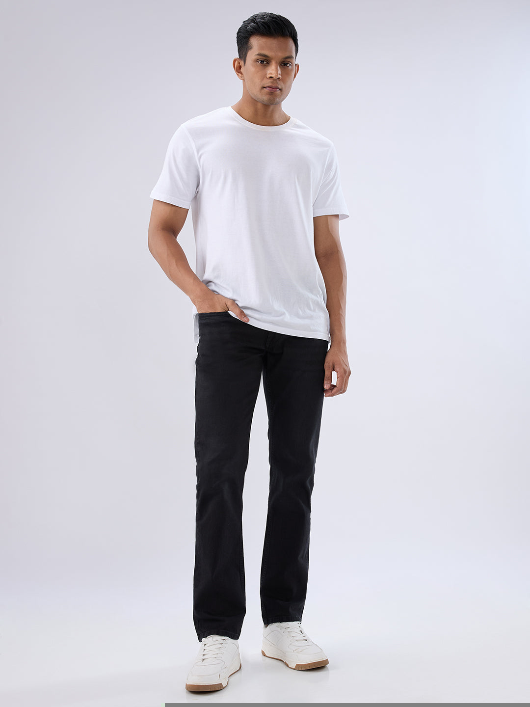 Spykar Black Regular Fit Mid Rise Jeans For Men