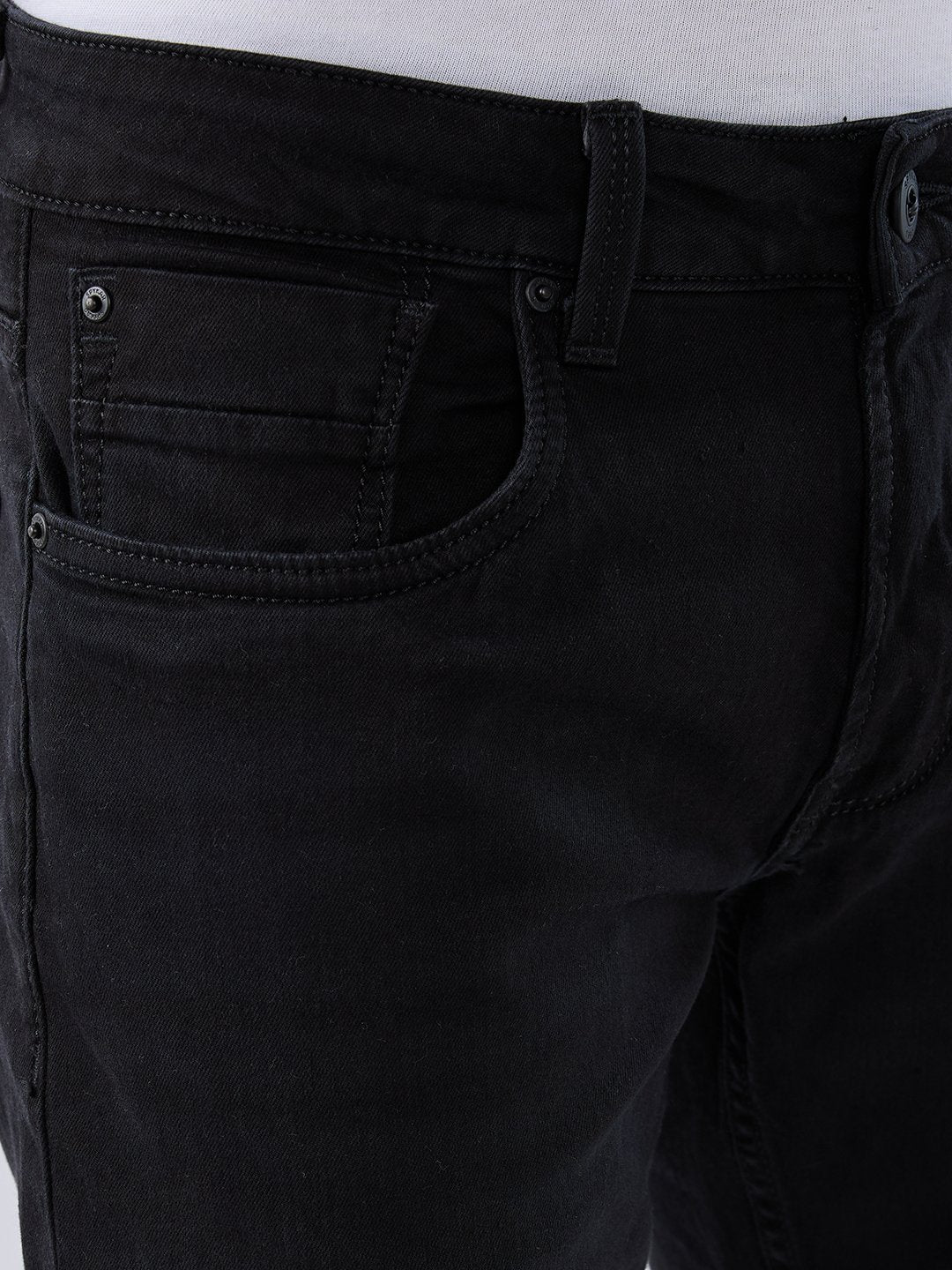 Spykar Black Regular Fit Mid Rise Jeans For Men