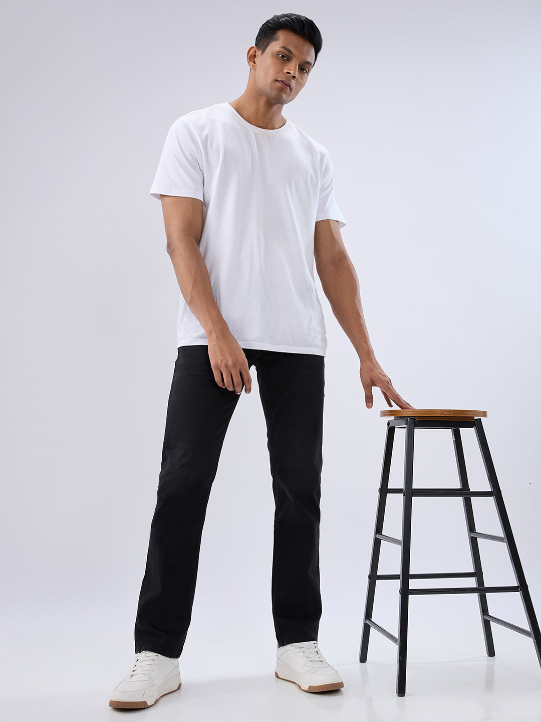 Spykar Black Regular Fit Mid Rise Jeans For Men
