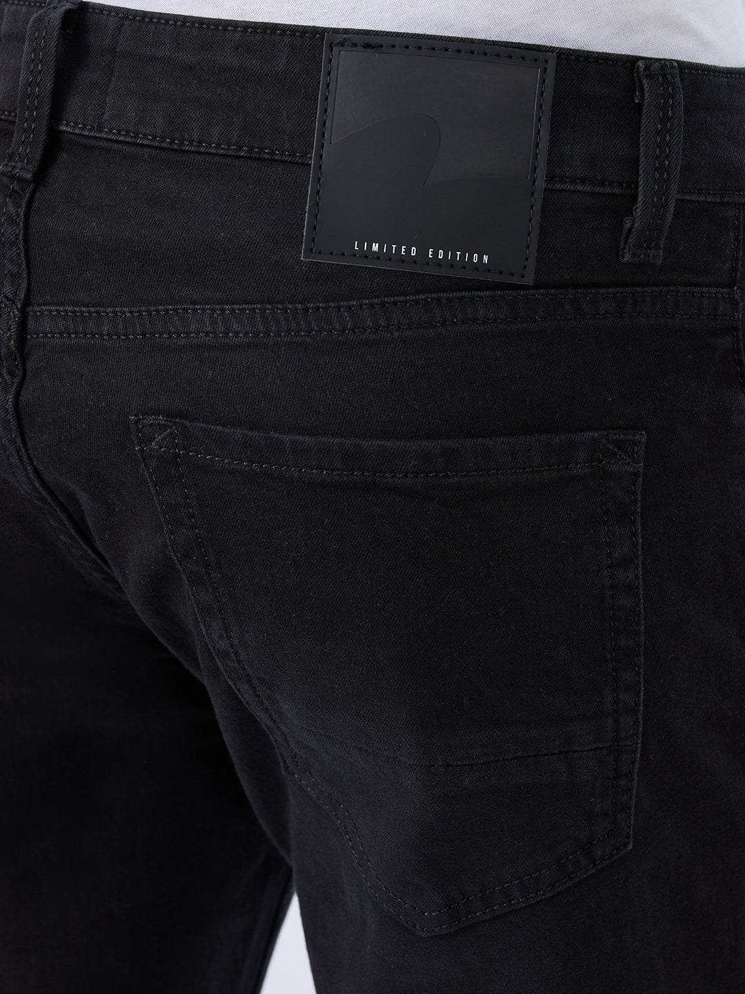 Spykar Black Regular Fit Mid Rise Jeans For Men