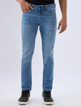 Men Kano Jeans Slim Fit Blue Low Rise