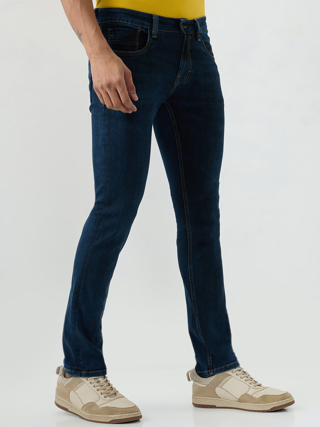 Spykar Dark Blue Slim Fit Low Rise Jeans For Men