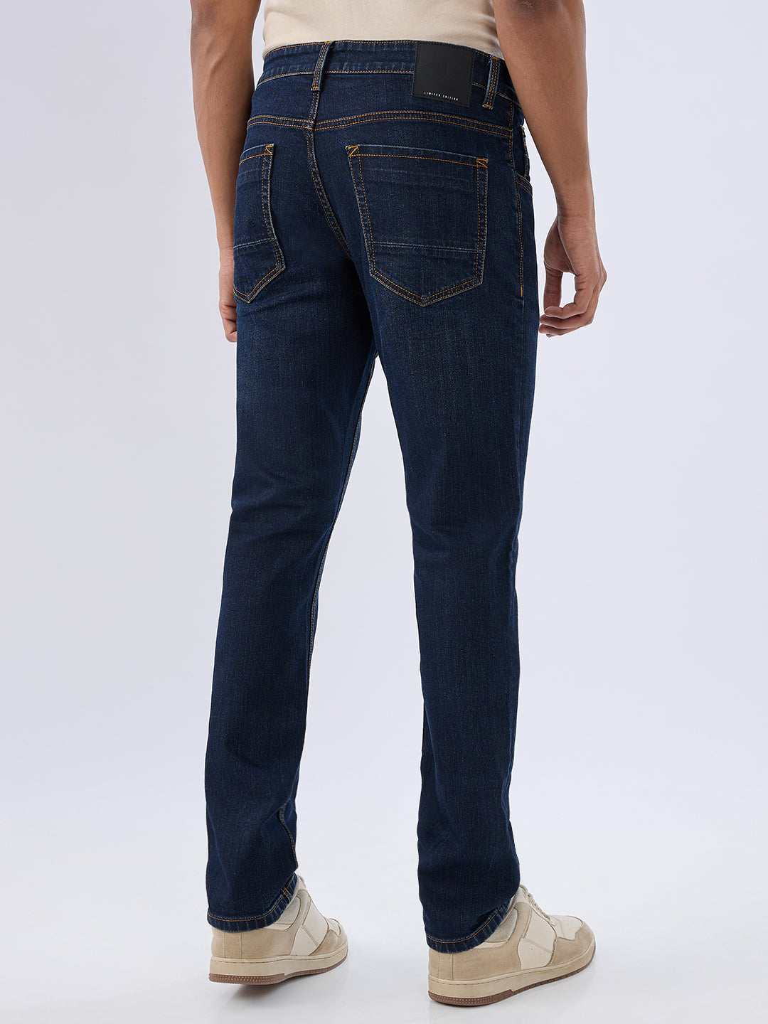 Spykar Dark Blue Regular Fit Mid Rise Jeans For Men