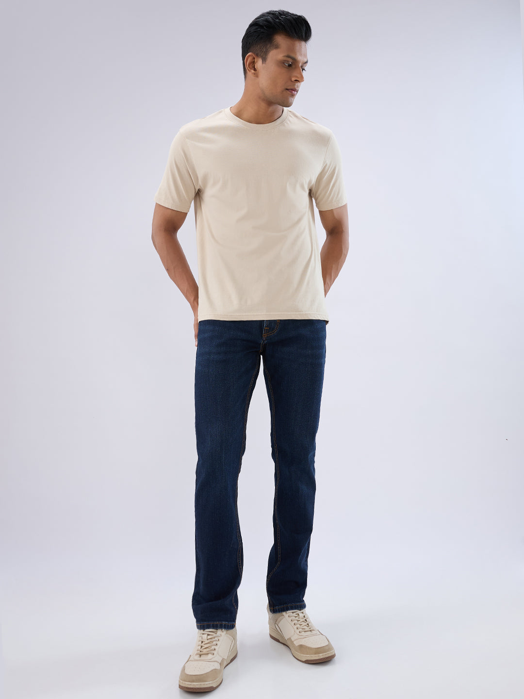Spykar Dark Blue Regular Fit Mid Rise Jeans For Men