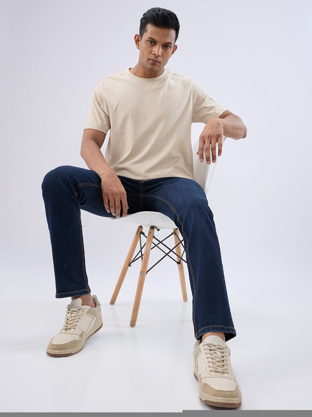 Spykar Dark Blue Regular Fit Mid Rise Jeans For Men