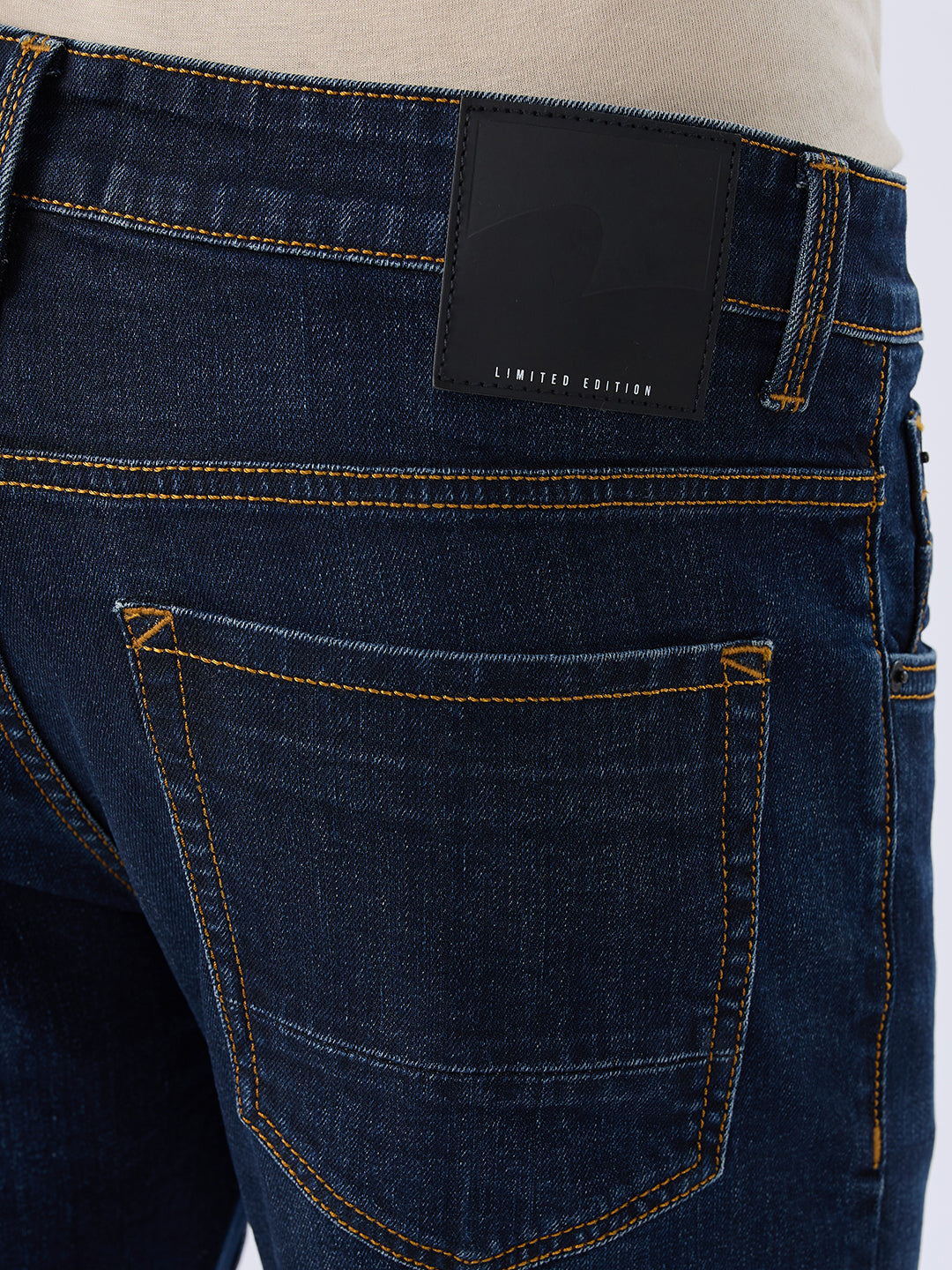 Spykar Dark Blue Regular Fit Mid Rise Jeans For Men
