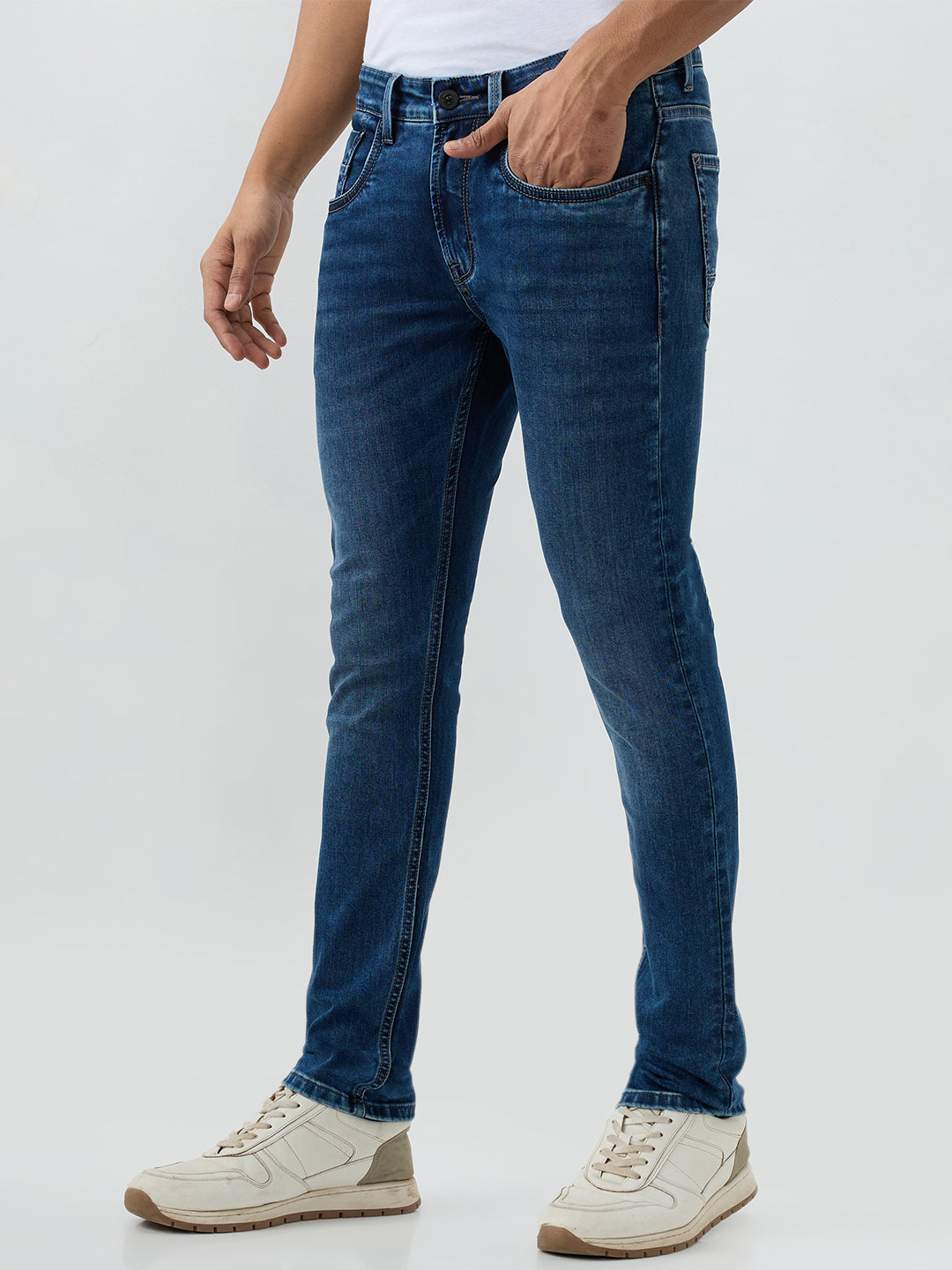 Men Kano Jeans Slim Fit Dark Blue Low Rise