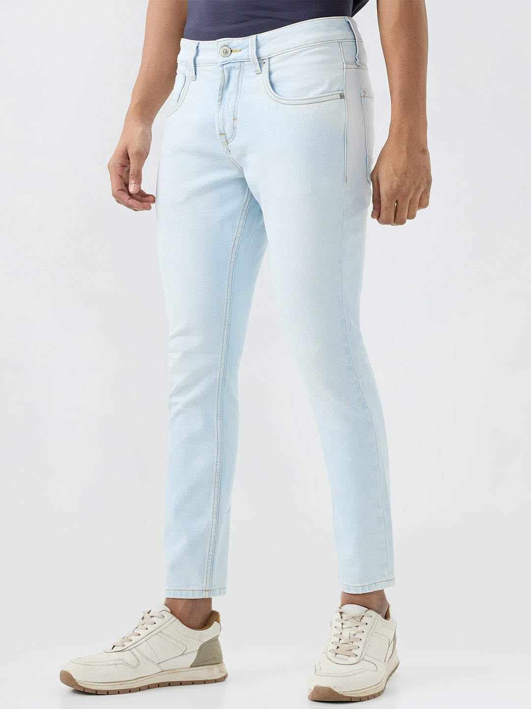 Men Kano Jeans Slim Fit Light Blue Mid Rise