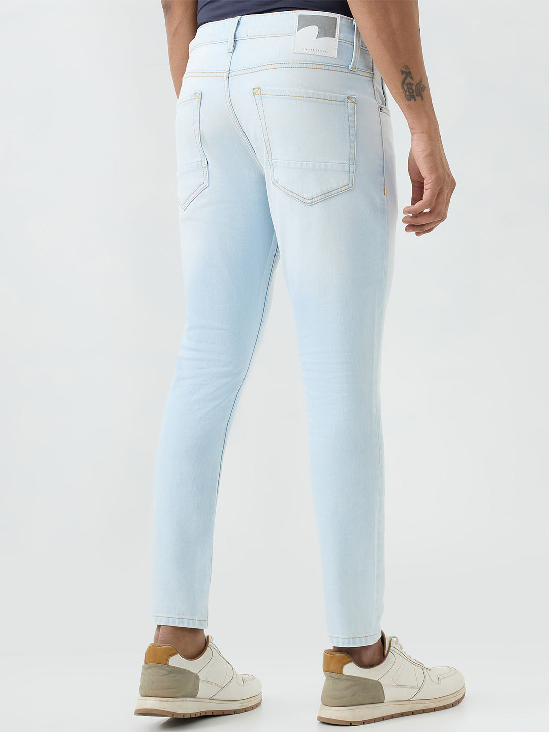 Men Kano Jeans Slim Fit Light Blue Mid Rise