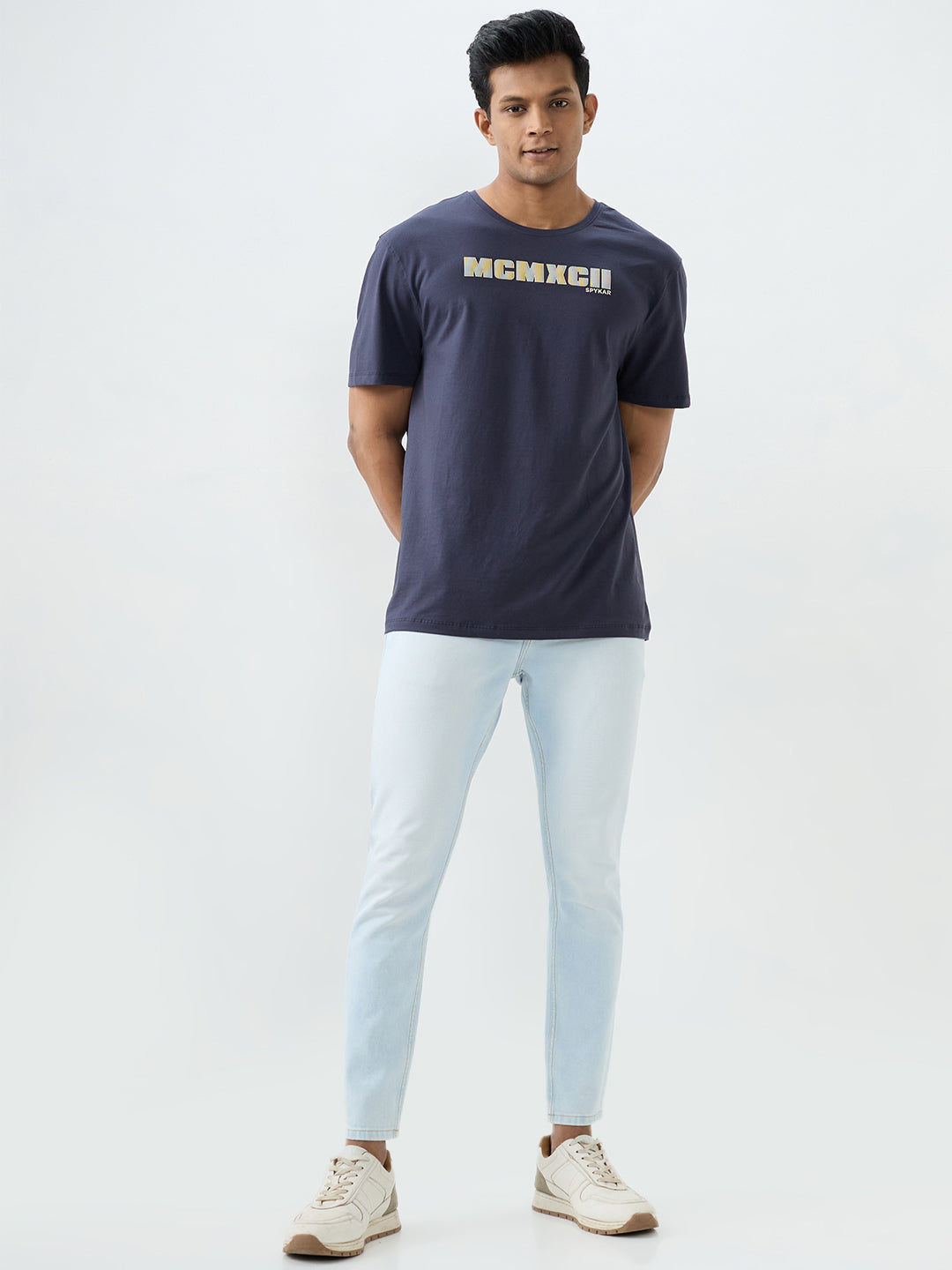 Men Kano Jeans Slim Fit Light Blue Mid Rise