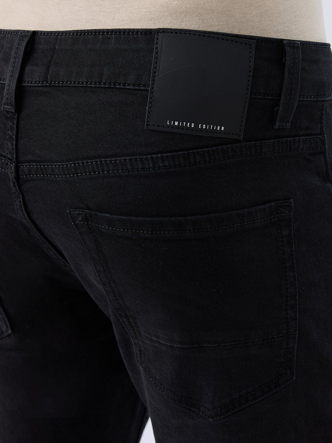 Men Kano Jeans Slim Fit Black Mid Rise