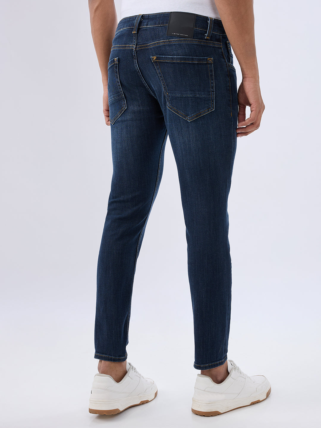 Spykar Dark Blue Slim Fit Mid Rise Jeans For Men