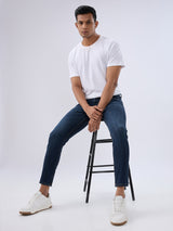 Men Kano Jeans Slim Fit Blue Mid Rise
