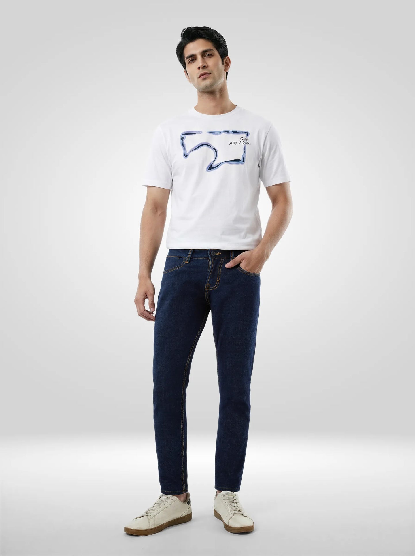 Men Kano Jeans Slim Fit Blue Mid Rise