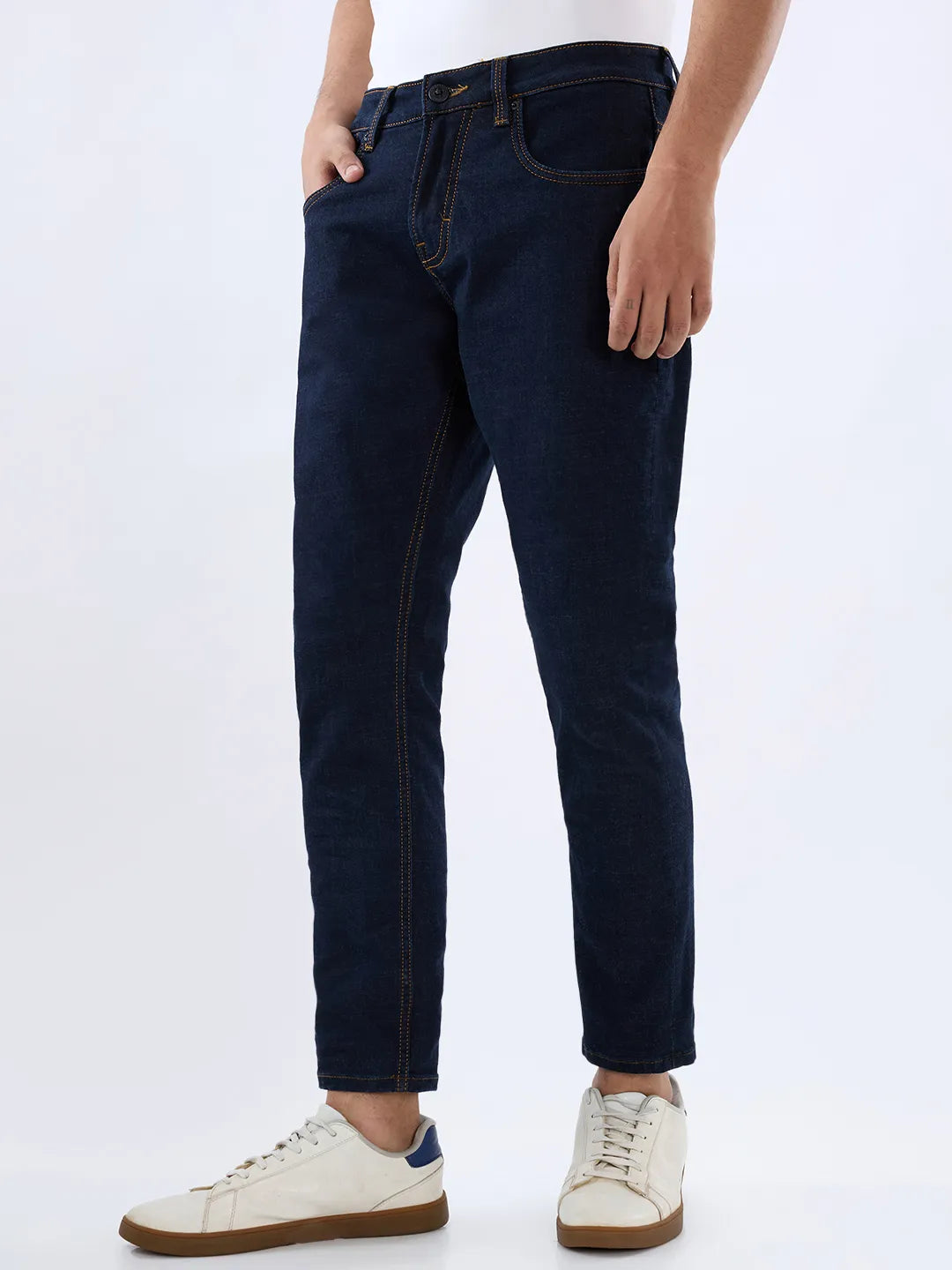 Men Kano Jeans Slim Fit Blue Mid Rise