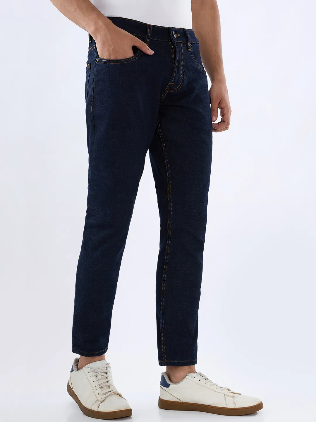 Men Kano Jeans Slim Fit Blue Mid Rise