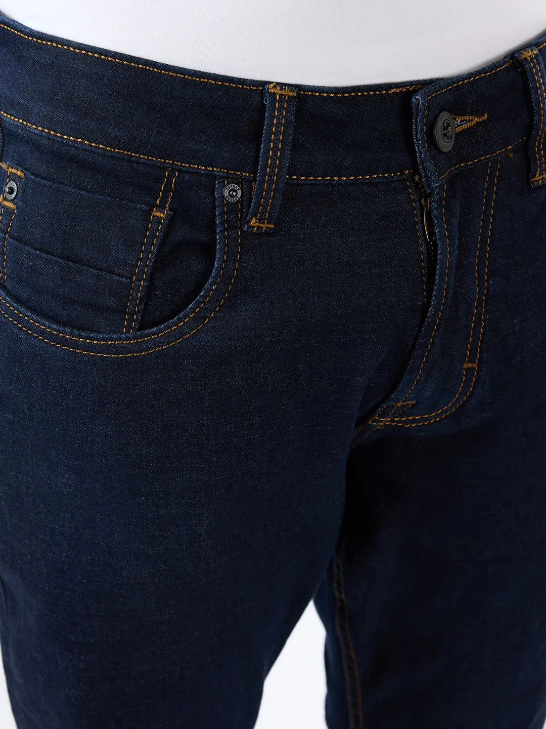 Men Kano Jeans Slim Fit Blue Mid Rise