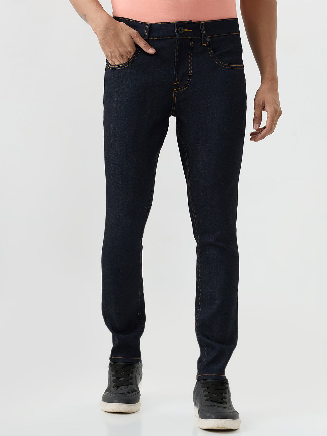 Spykar Raw Blue Slim Fit Mid Rise Jeans For Men