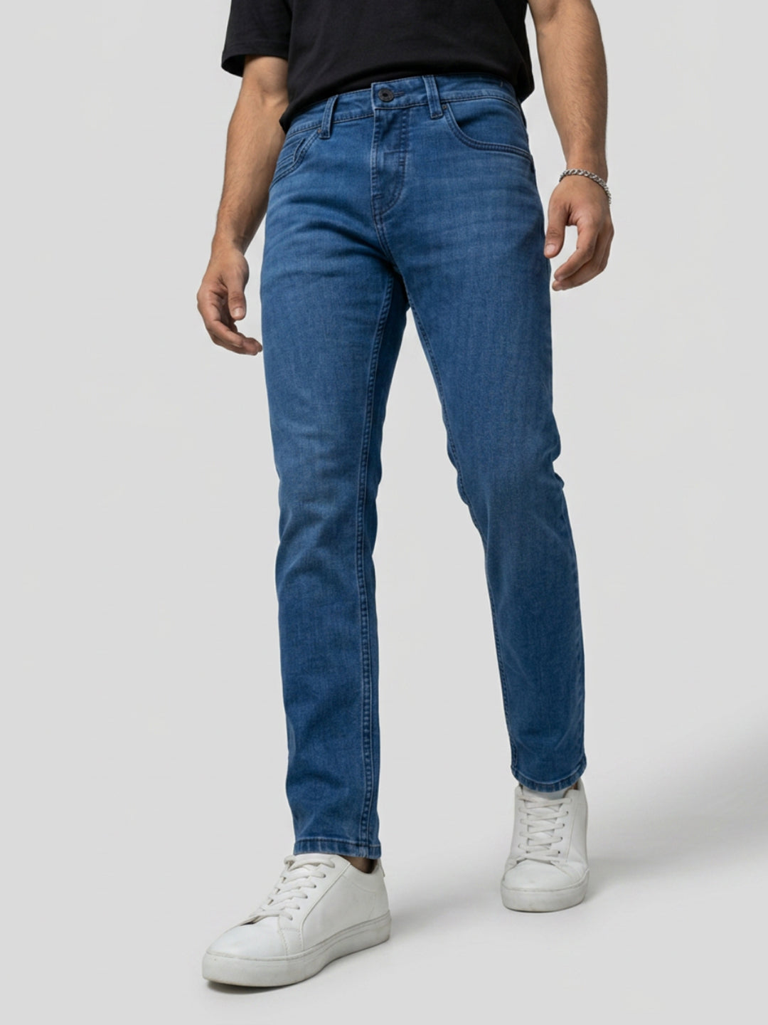 Men Kano Jeans Slim Fit Dark Blue Mid Rise