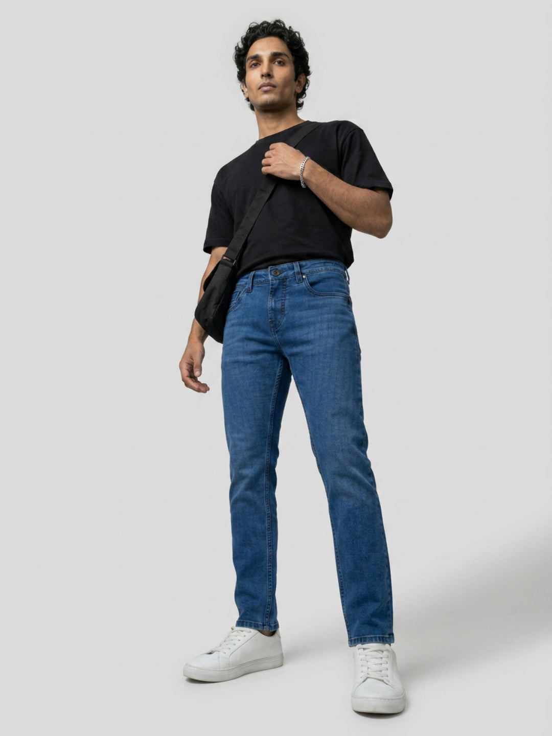 Men Kano Jeans Slim Fit Dark Blue Mid Rise