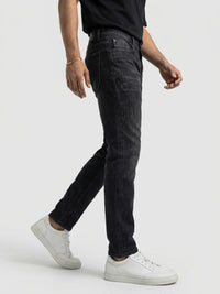 Men Kano Jeans Slim Fit Black Mid Rise