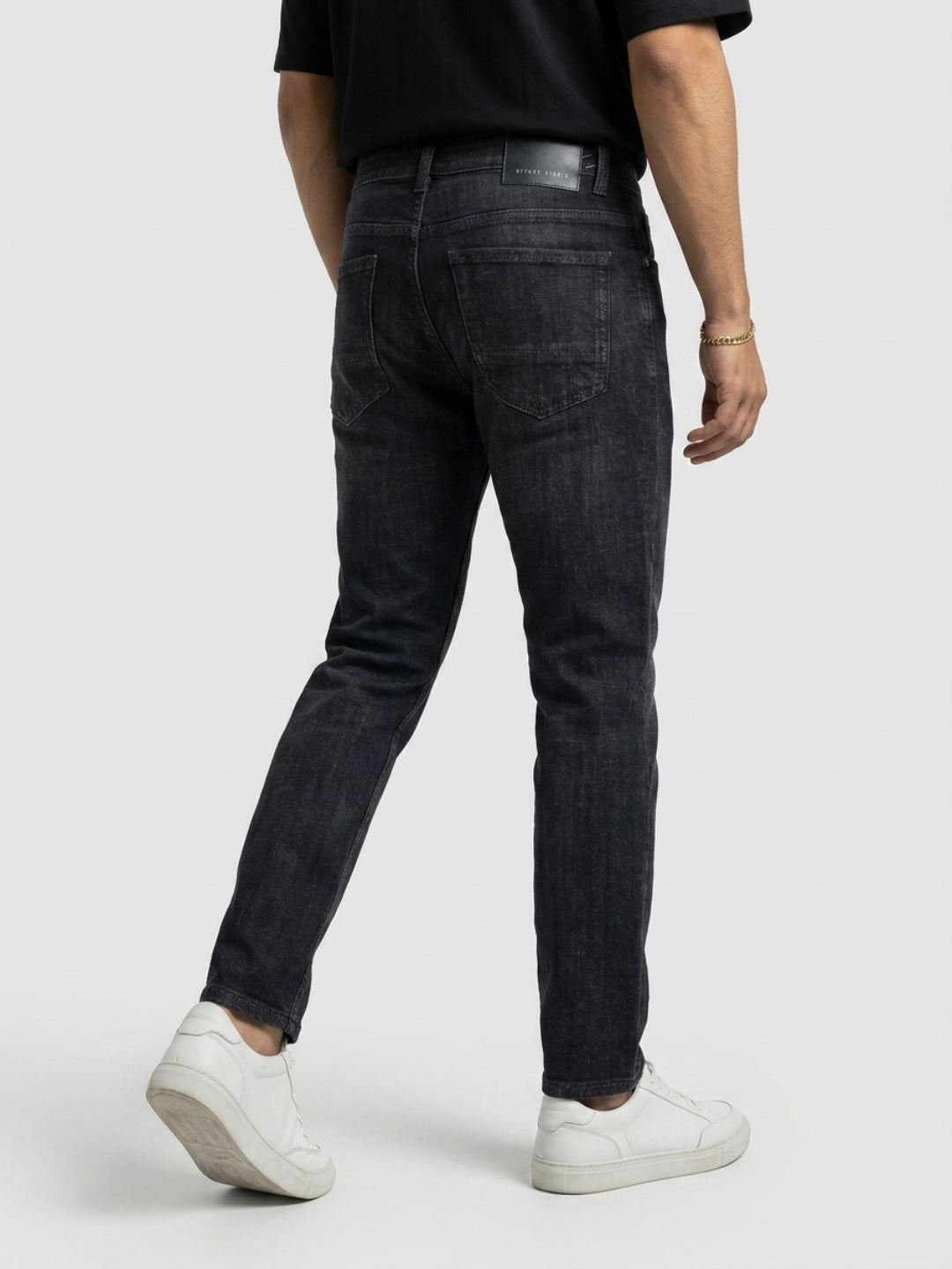 Men Kano Jeans Slim Fit Black Mid Rise