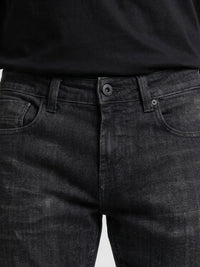 Men Kano Jeans Slim Fit Black Mid Rise