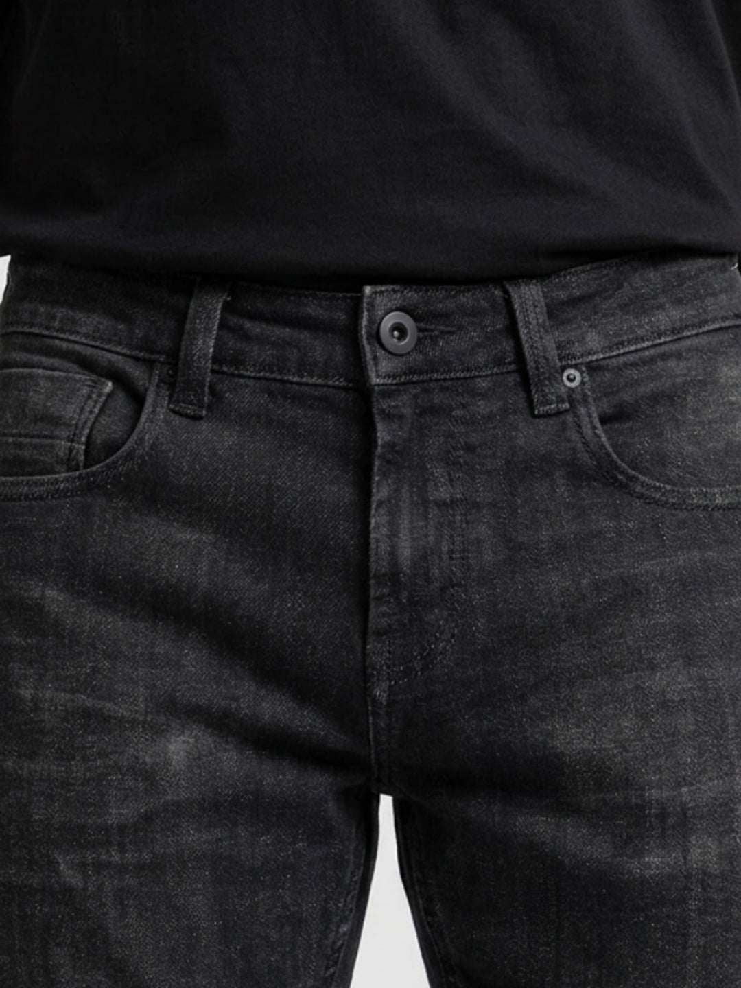 Men Kano Jeans Slim Fit Black Mid Rise