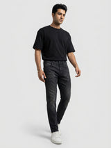 Men Kano Jeans Slim Fit Black Mid Rise