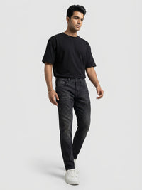 Men Kano Jeans Slim Fit Black Mid Rise