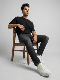 Men Kano Jeans Slim Fit Black Mid Rise