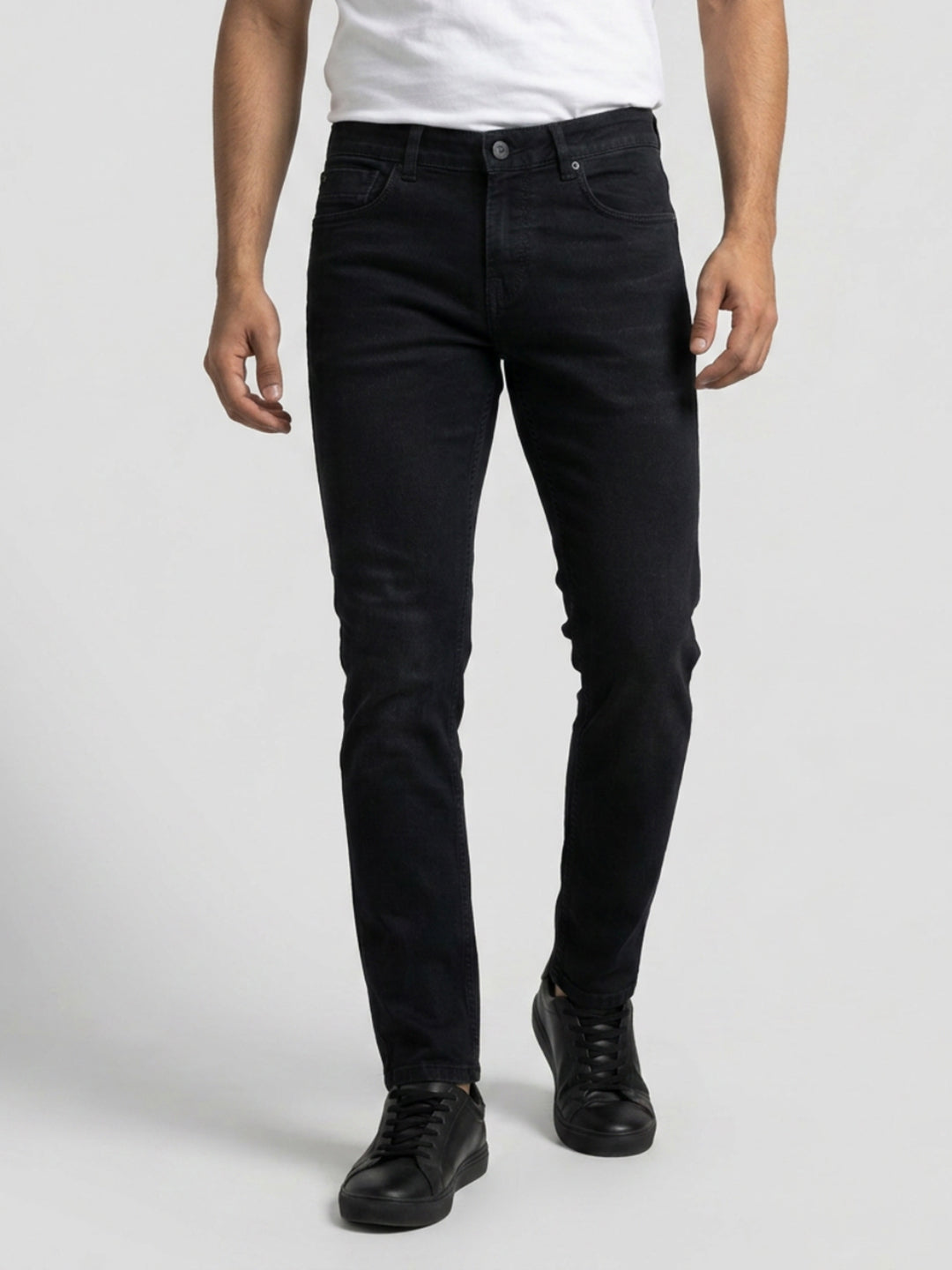Men Kano Jeans Slim Fit Black Mid Rise