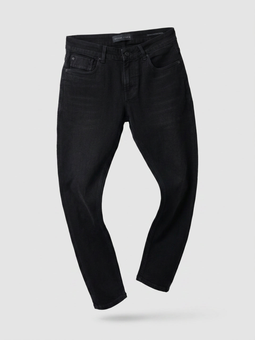 Men Kano Jeans Slim Fit Black Mid Rise