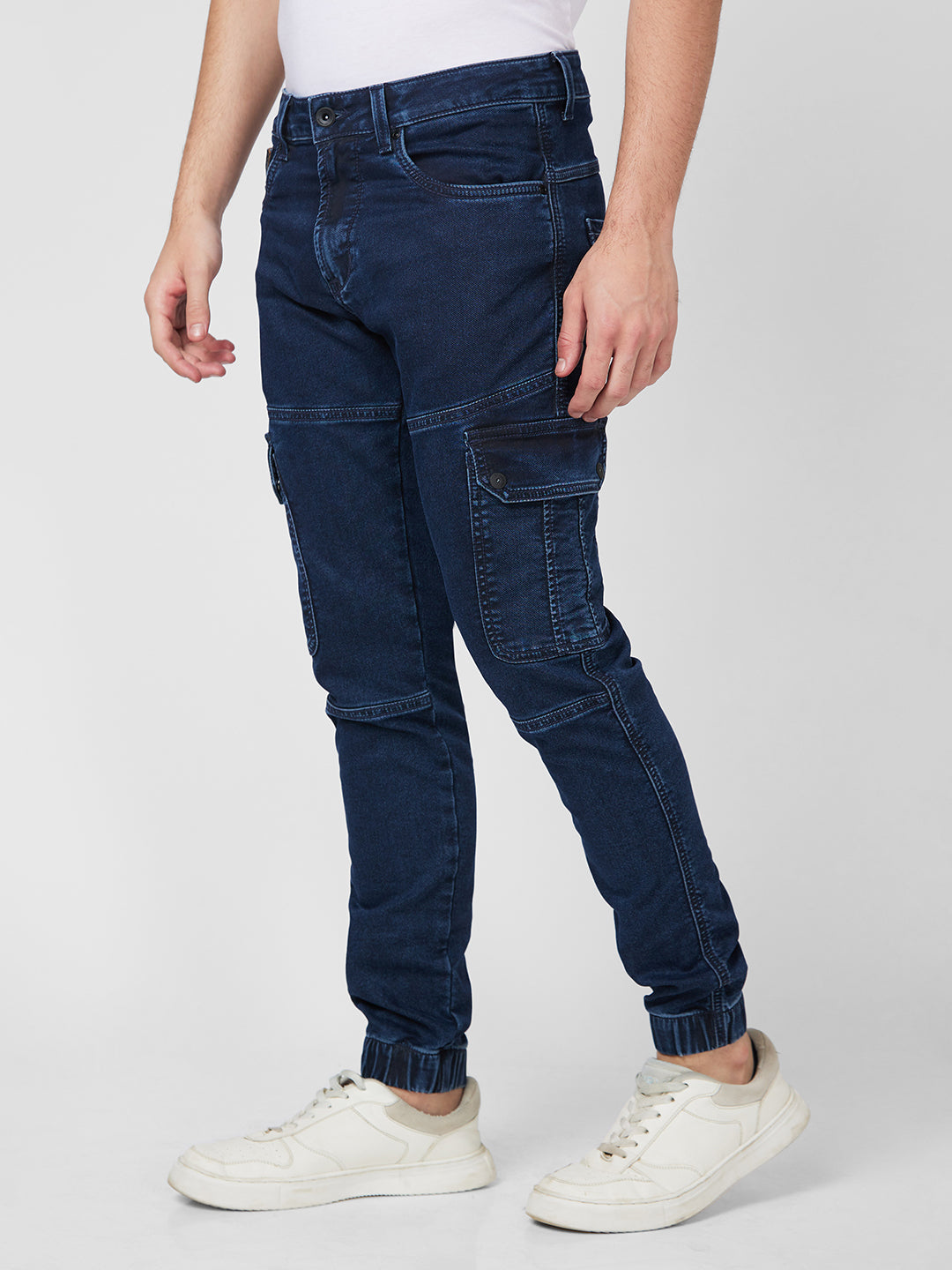 Spykar Men Dark Blue Comfort Fit High Rise Jeans