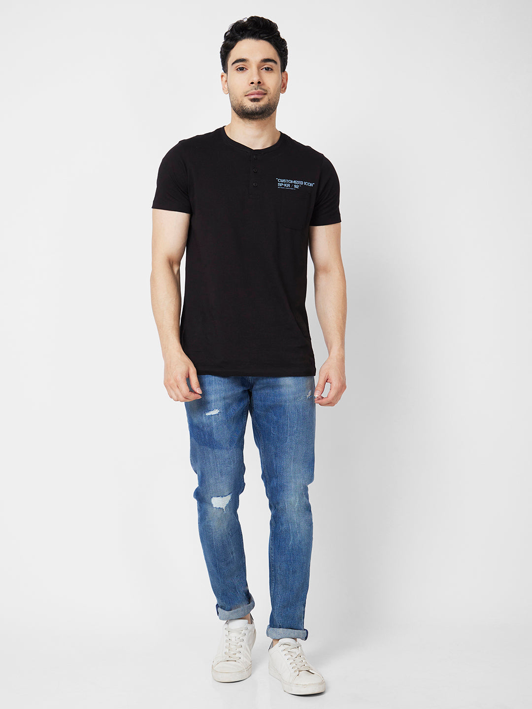 Men Kano Jeans Slim Fit Blue Low Rise
