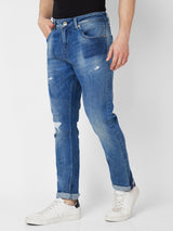 Men Kano Jeans Slim Fit Blue Low Rise