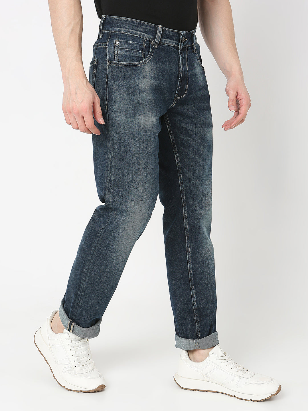 Spykar Men Blue Cotton Mid Rise Jeans