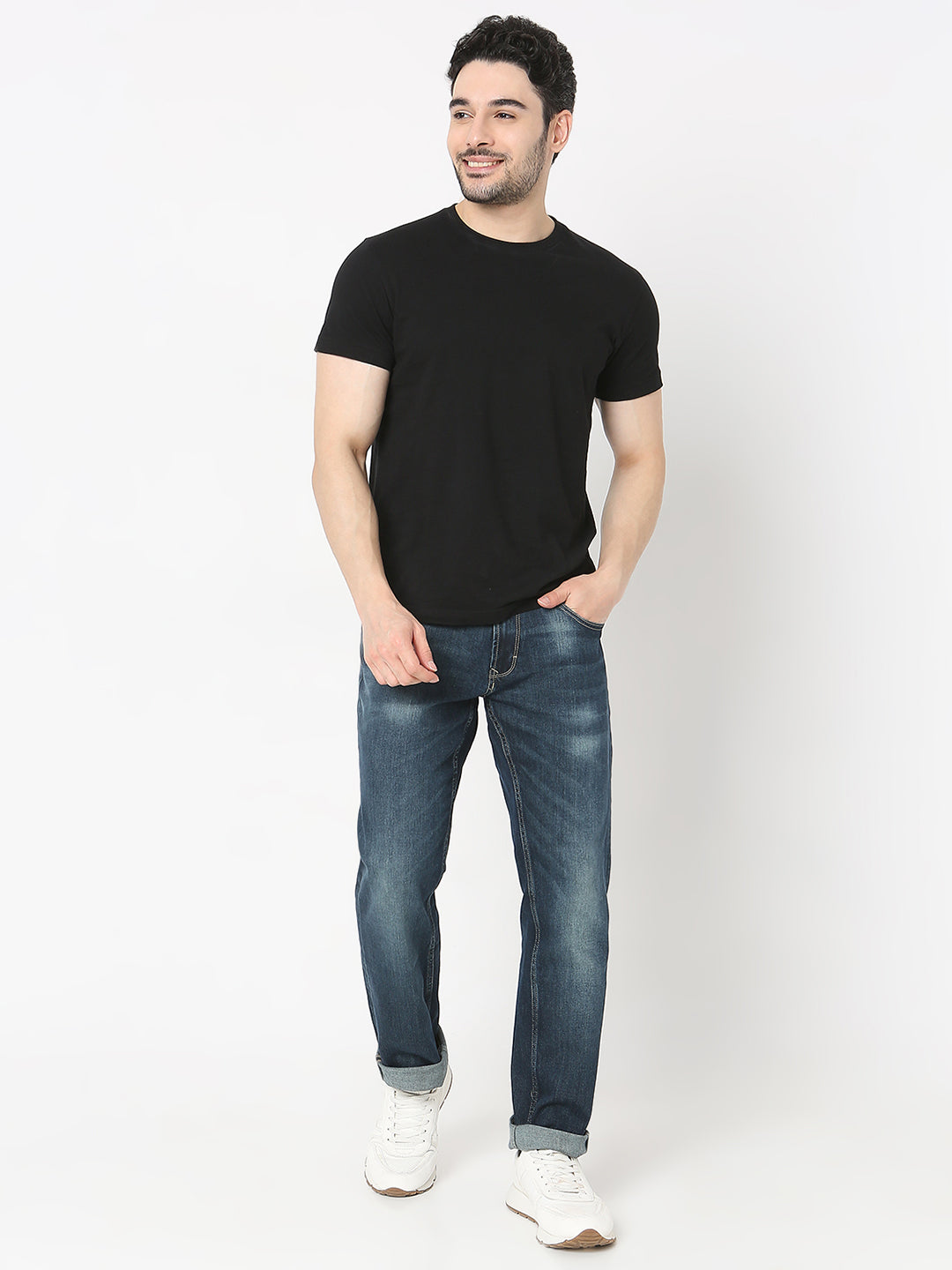 Spykar Men Blue Cotton Mid Rise Jeans