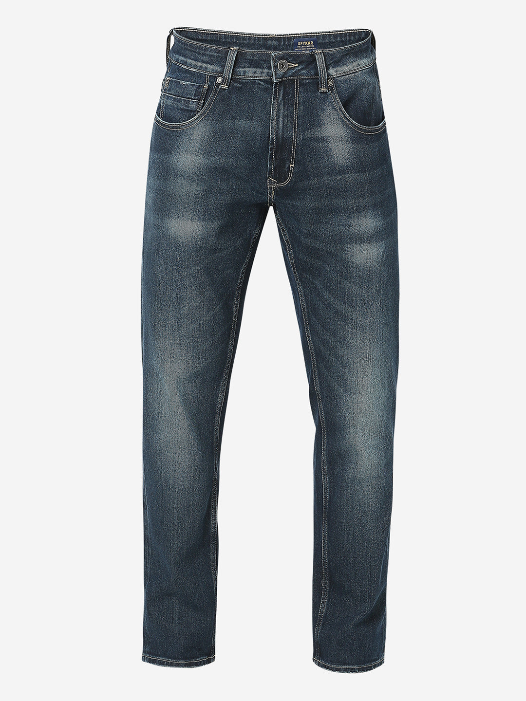 Spykar Men Blue Cotton Mid Rise Jeans