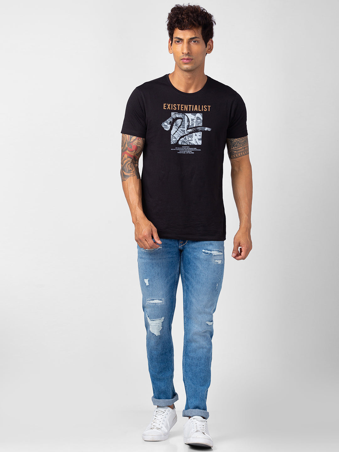 Men Light Blue Mid Rise Regular Fit Jeans