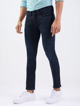 Men Jeans Slim Fit Dark Blue Low Rise
