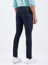 Men Jeans Slim Fit Dark Blue Low Rise