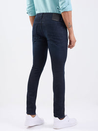 Men Jeans Slim Fit Dark Blue Low Rise