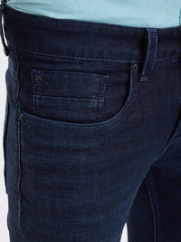 Men Jeans Slim Fit Dark Blue Low Rise